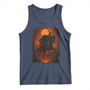 Scary Pumpkin Headless Horseman Halloween Tank Top TS10 Navy Print Your Wear