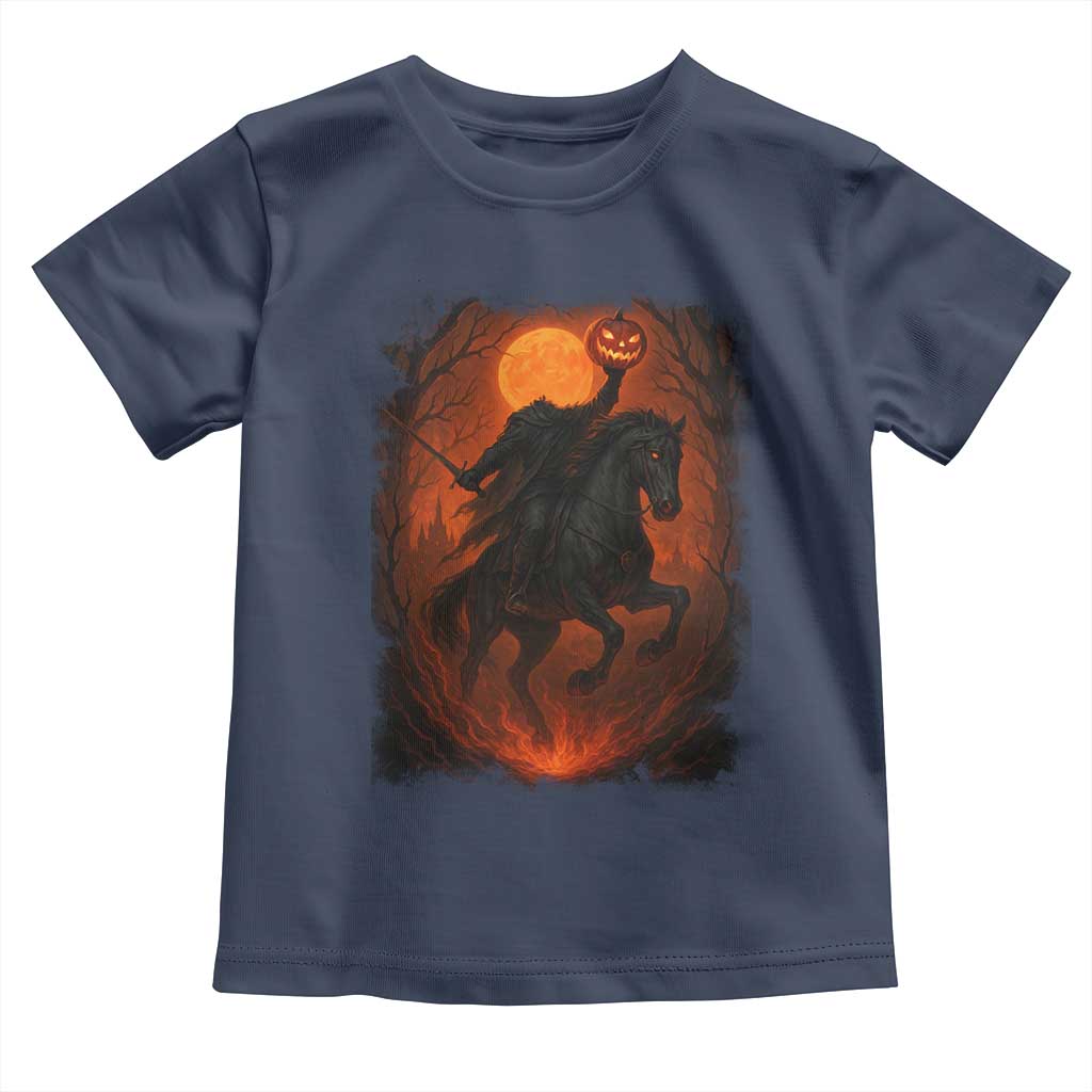 Scary Pumpkin Headless Horseman Halloween Toddler T Shirt TS10 Navy Print Your Wear