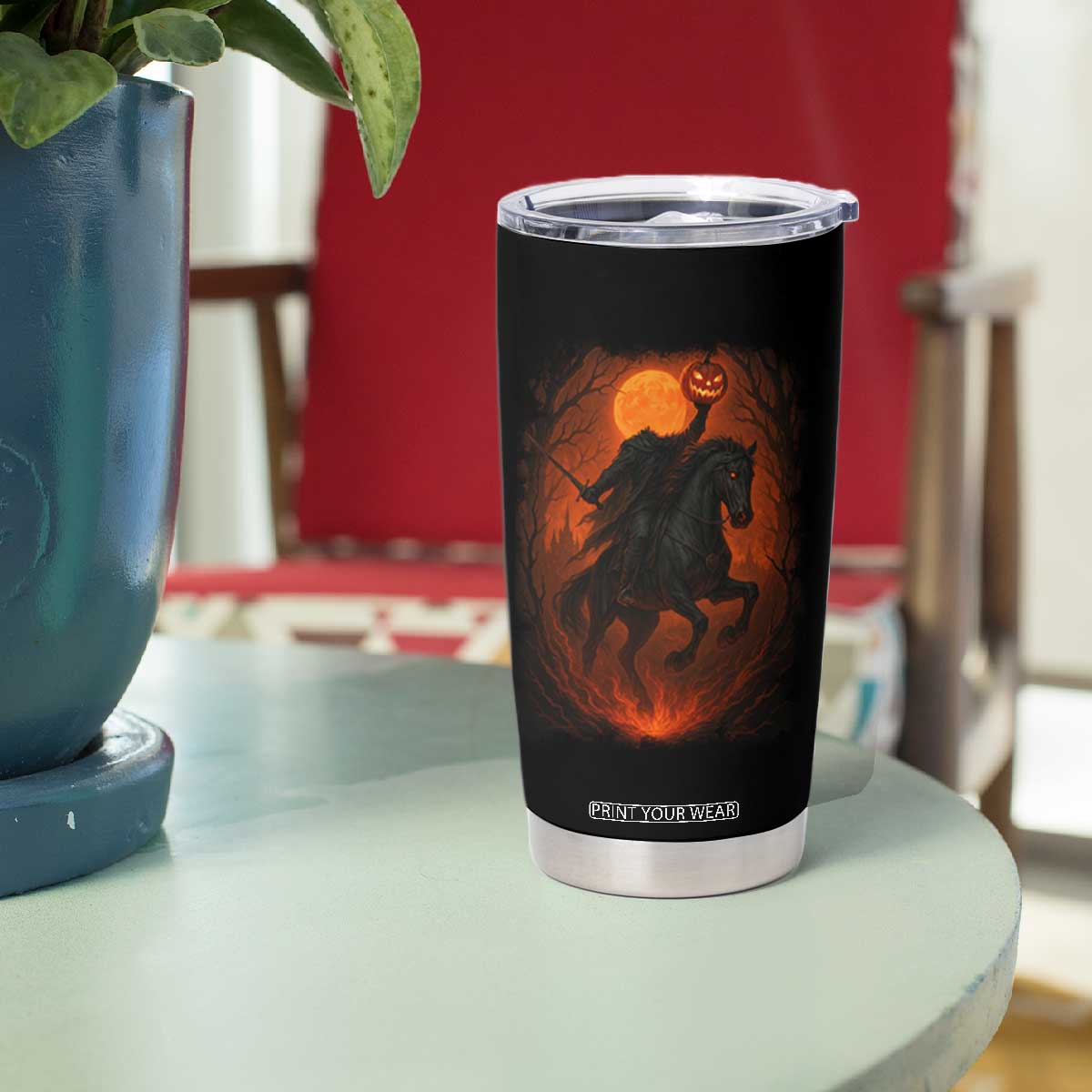Scary Pumpkin Headless Horseman Halloween Tumbler Cup TS10 Print Your Wear