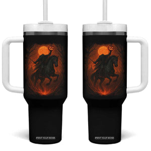Scary Pumpkin Headless Horseman Halloween Tumbler With Handle TS10 One Size: 40 oz Black Print Your Wear