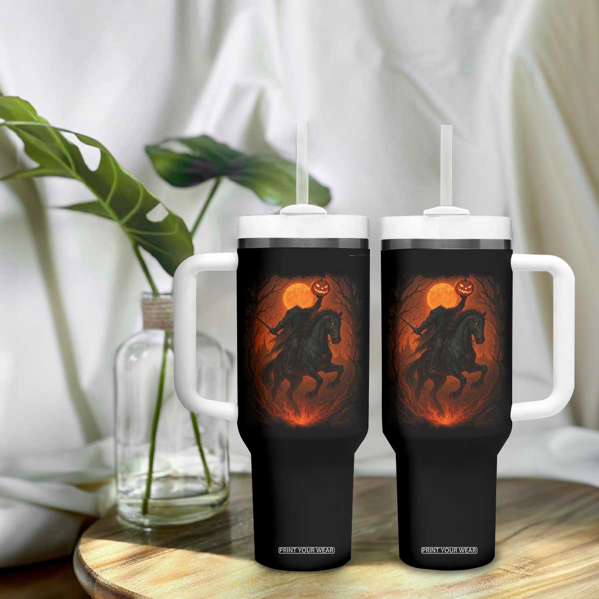 Scary Pumpkin Headless Horseman Halloween Tumbler With Handle TS10 Print Your Wear