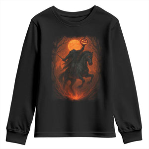 Scary Pumpkin Headless Horseman Halloween Youth Sweatshirt TS10 Black Print Your Wear