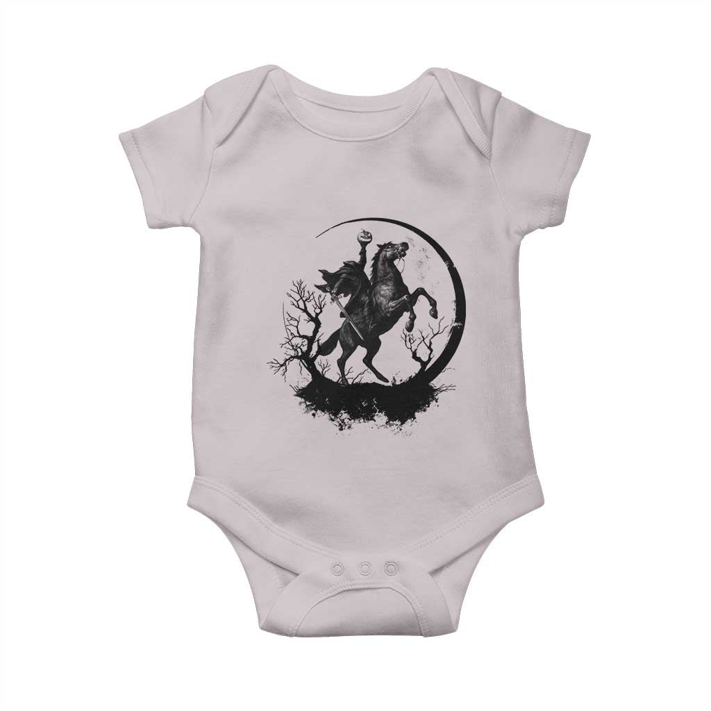 Headless Horseman Baby Onesie Retro Gothic Scary Pumpkin Moon Halloween Costume TS10 Ice Gray Print Your Wear