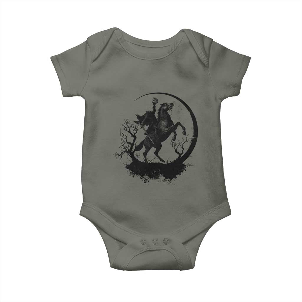 Headless Horseman Baby Onesie Retro Gothic Scary Pumpkin Moon Halloween Costume TS10 Military Green Print Your Wear