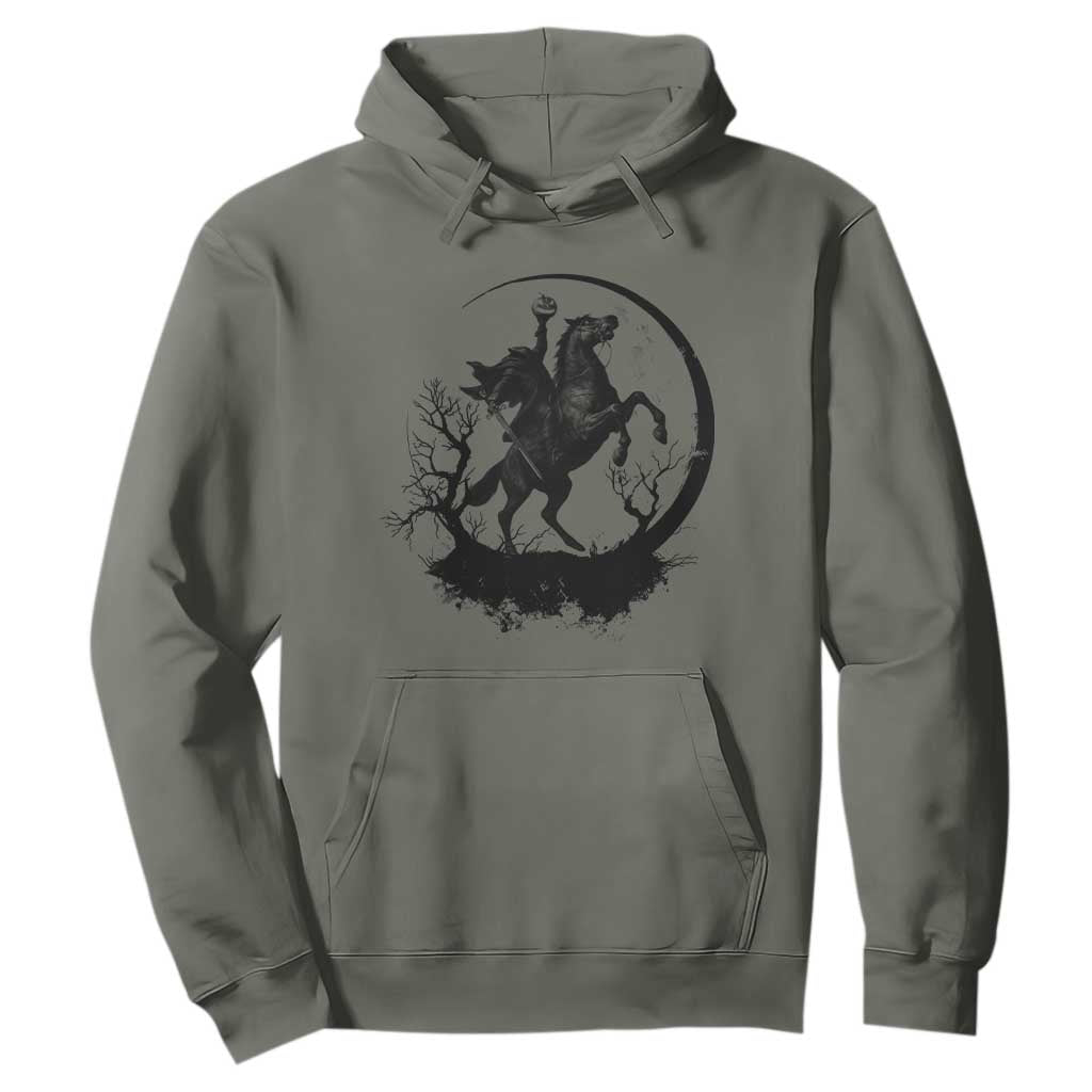 Headless Horseman Hoodie Retro Gothic Scary Pumpkin Moon Halloween Costume TS10 Military Green Print Your Wear