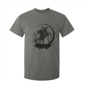 Headless Horseman T Shirt For Kid Retro Gothic Scary Pumpkin Moon Halloween Costume TS10 Military Green Print Your Wear