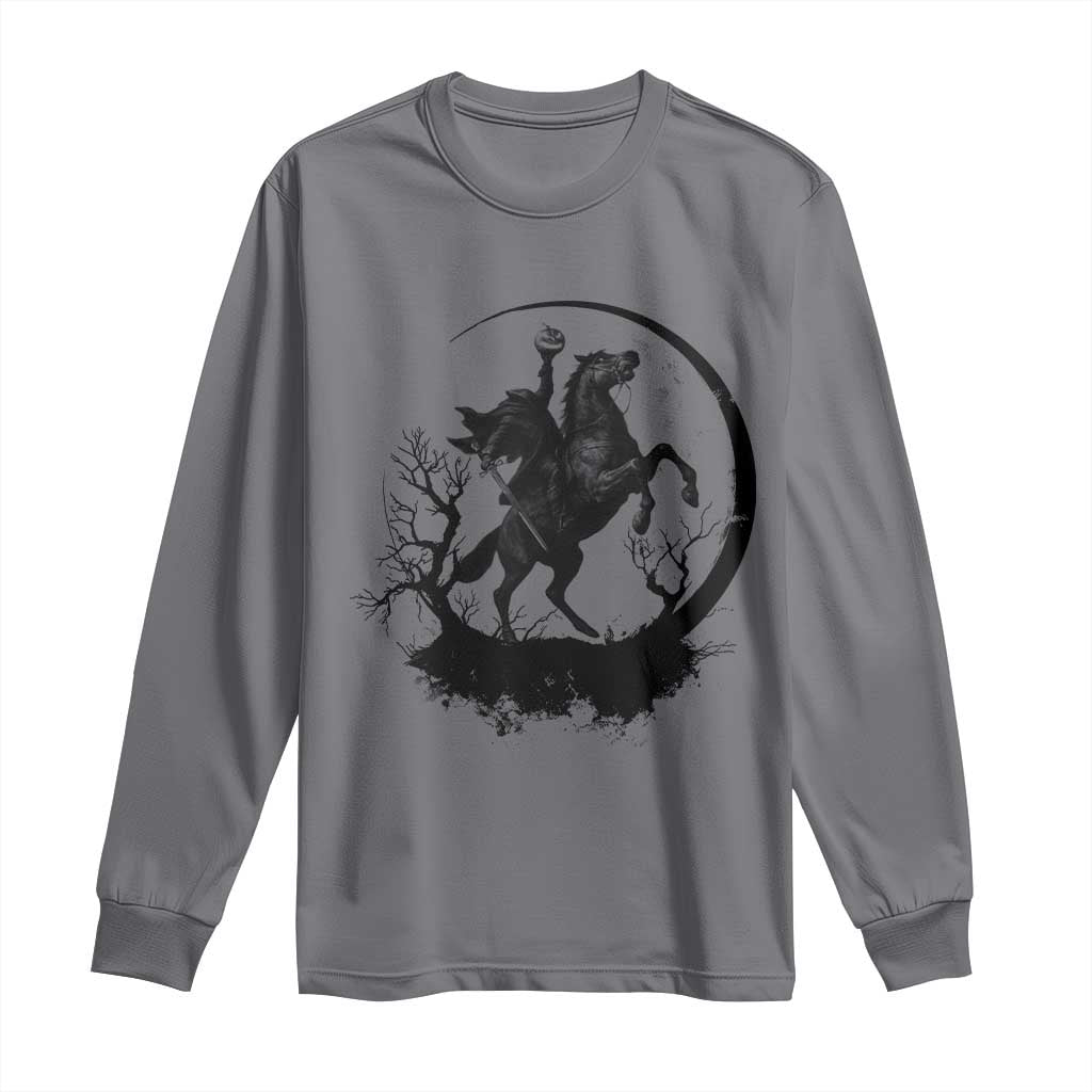Headless Horseman Long Sleeve Shirt Retro Gothic Scary Pumpkin Moon Halloween Costume TS10 Charcoal Print Your Wear