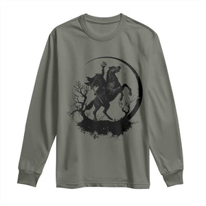 Headless Horseman Long Sleeve Shirt Retro Gothic Scary Pumpkin Moon Halloween Costume TS10 Military Green Print Your Wear