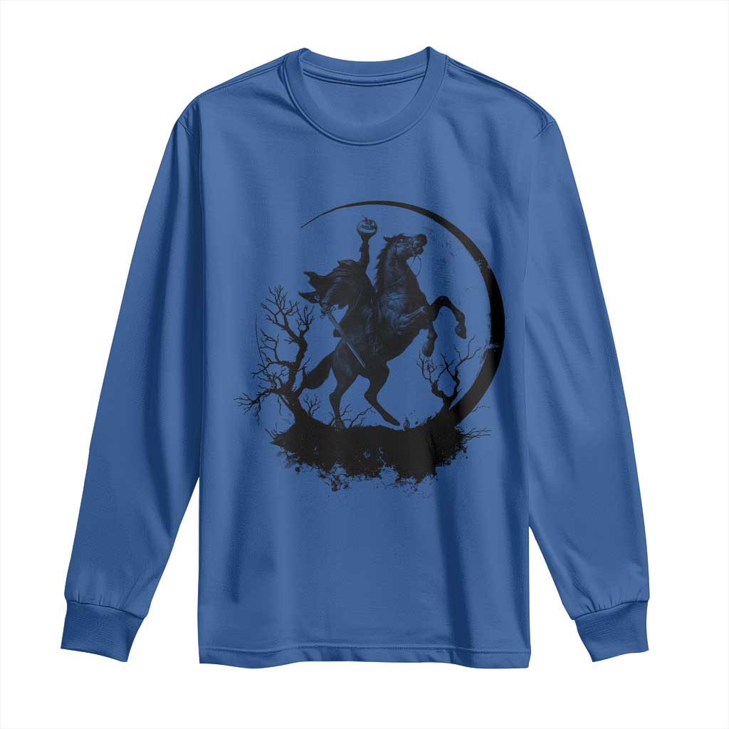 Headless Horseman Long Sleeve Shirt Retro Gothic Scary Pumpkin Moon Halloween Costume TS10 Royal Blue Print Your Wear