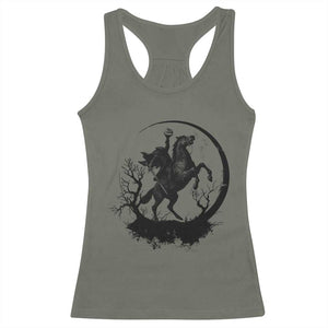 Headless Horseman Racerback Tank Top Retro Gothic Scary Pumpkin Moon Halloween Costume TS10 Military Green Print Your Wear