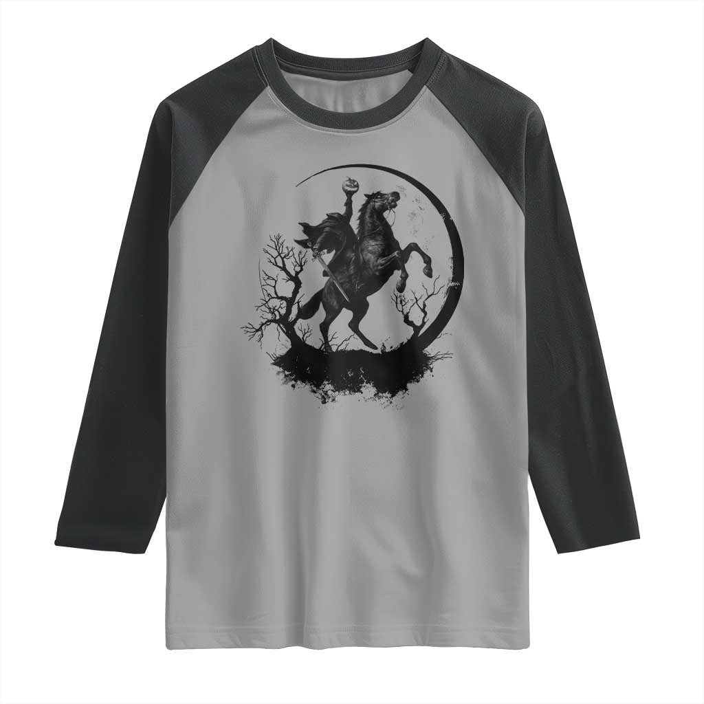Headless Horseman Raglan Shirt Retro Gothic Scary Pumpkin Moon Halloween Costume TS10 Sport Gray Black Print Your Wear