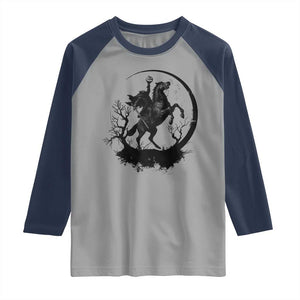 Headless Horseman Raglan Shirt Retro Gothic Scary Pumpkin Moon Halloween Costume TS10 Sport Gray Navy Print Your Wear