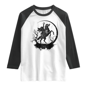 Headless Horseman Raglan Shirt Retro Gothic Scary Pumpkin Moon Halloween Costume TS10 White Black Print Your Wear