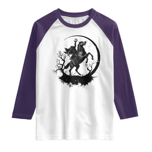 Headless Horseman Raglan Shirt Retro Gothic Scary Pumpkin Moon Halloween Costume TS10 White Purple Print Your Wear