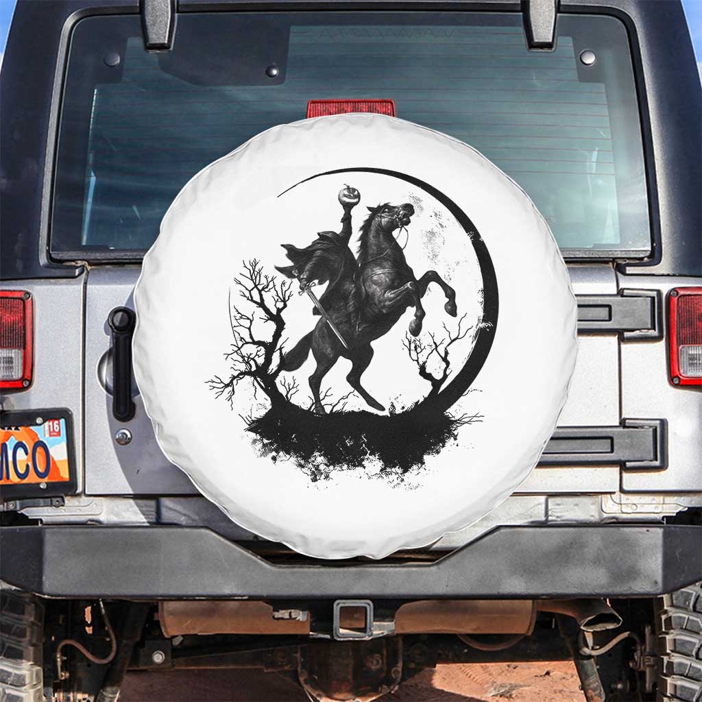 Headless Horseman Spare Tire Cover Retro Gothic Scary Pumpkin Moon Halloween Costume TS10 No hole White Print Your Wear
