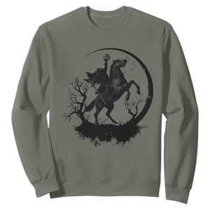 Headless Horseman Sweatshirt Retro Gothic Scary Pumpkin Moon Halloween Costume TS10 Military Green Print Your Wear