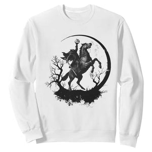 Headless Horseman Sweatshirt Retro Gothic Scary Pumpkin Moon Halloween Costume TS10 White Print Your Wear