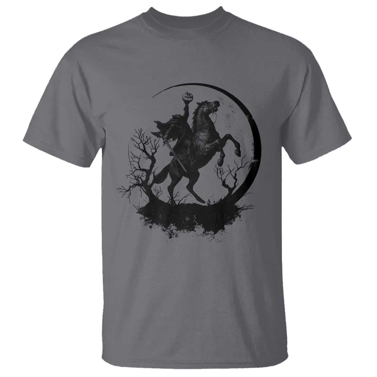 Headless Horseman T Shirt Retro Gothic Scary Pumpkin Moon Halloween Costume TS10 Charcoal Print Your Wear