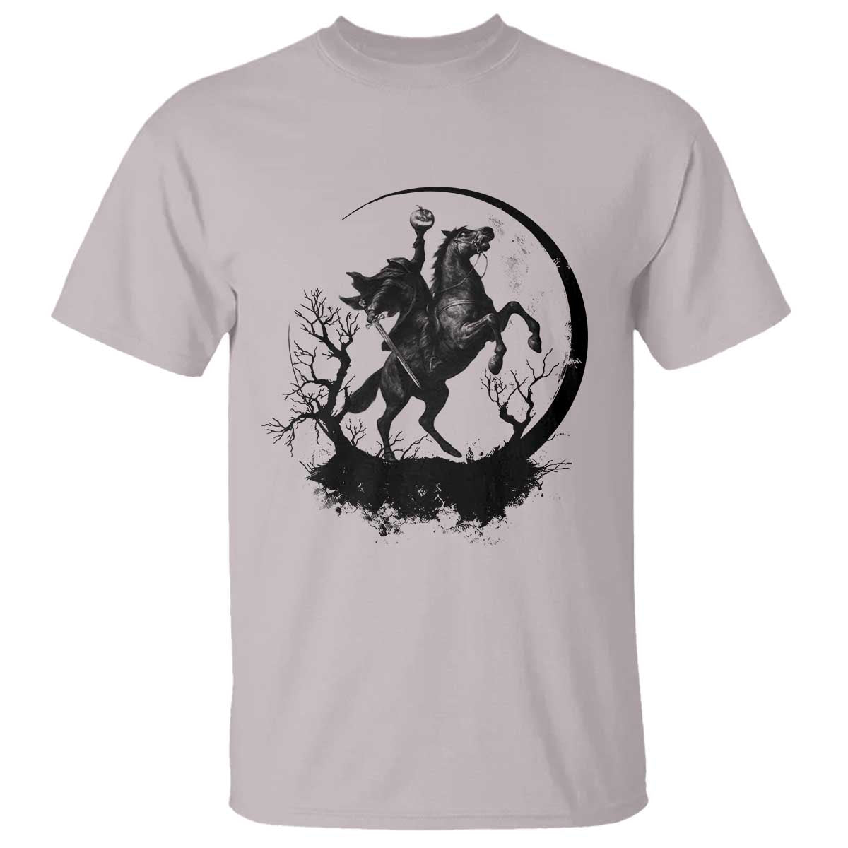 Headless Horseman T Shirt Retro Gothic Scary Pumpkin Moon Halloween Costume TS10 Ice Gray Print Your Wear