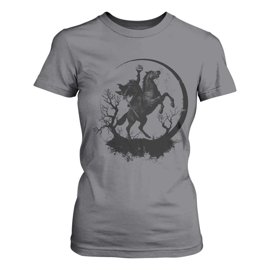 Headless Horseman T Shirt For Women Retro Gothic Scary Pumpkin Moon Halloween Costume TS10 Charcoal Print Your Wear