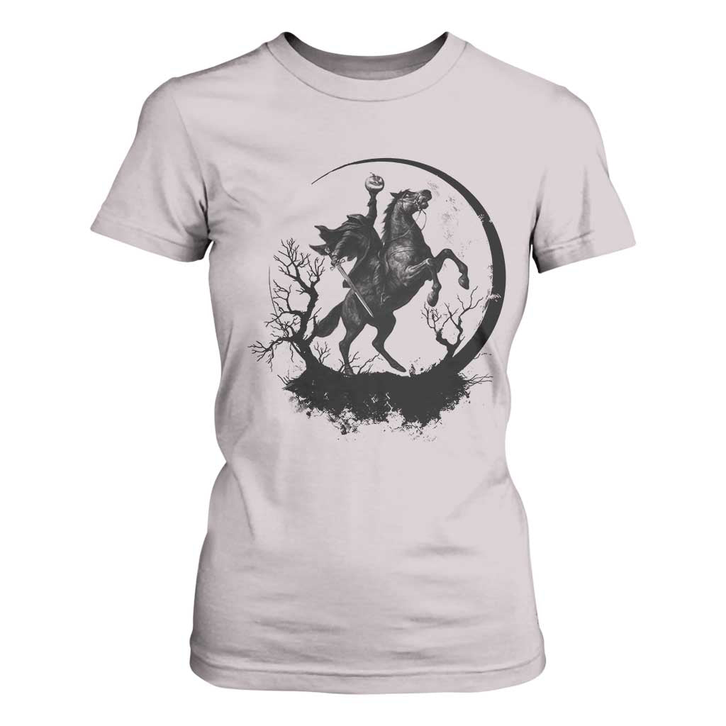 Headless Horseman T Shirt For Women Retro Gothic Scary Pumpkin Moon Halloween Costume TS10 Ice Gray Print Your Wear