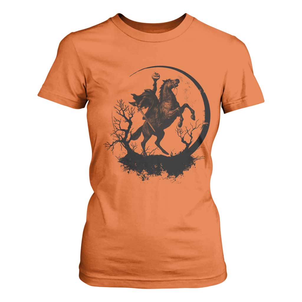 Headless Horseman T Shirt For Women Retro Gothic Scary Pumpkin Moon Halloween Costume TS10 Orange Print Your Wear