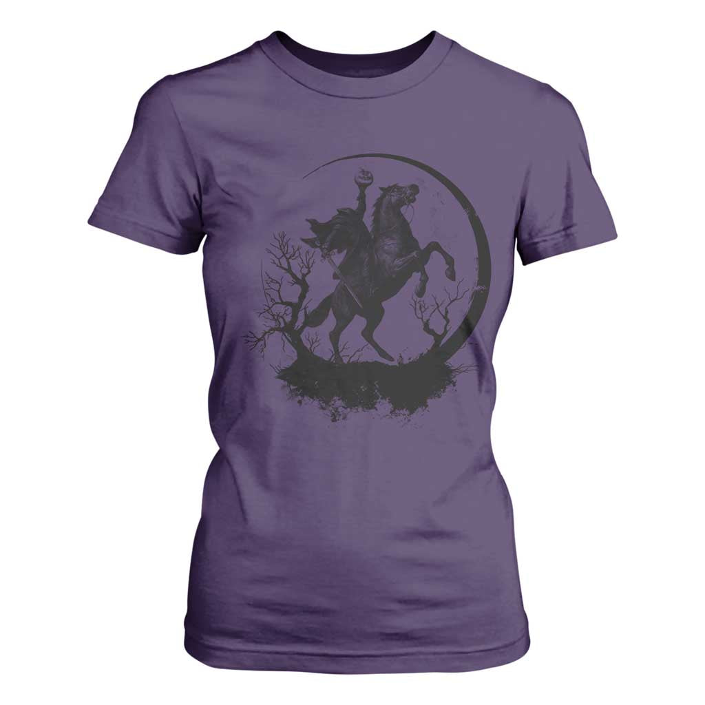 Headless Horseman T Shirt For Women Retro Gothic Scary Pumpkin Moon Halloween Costume TS10 Purple Print Your Wear