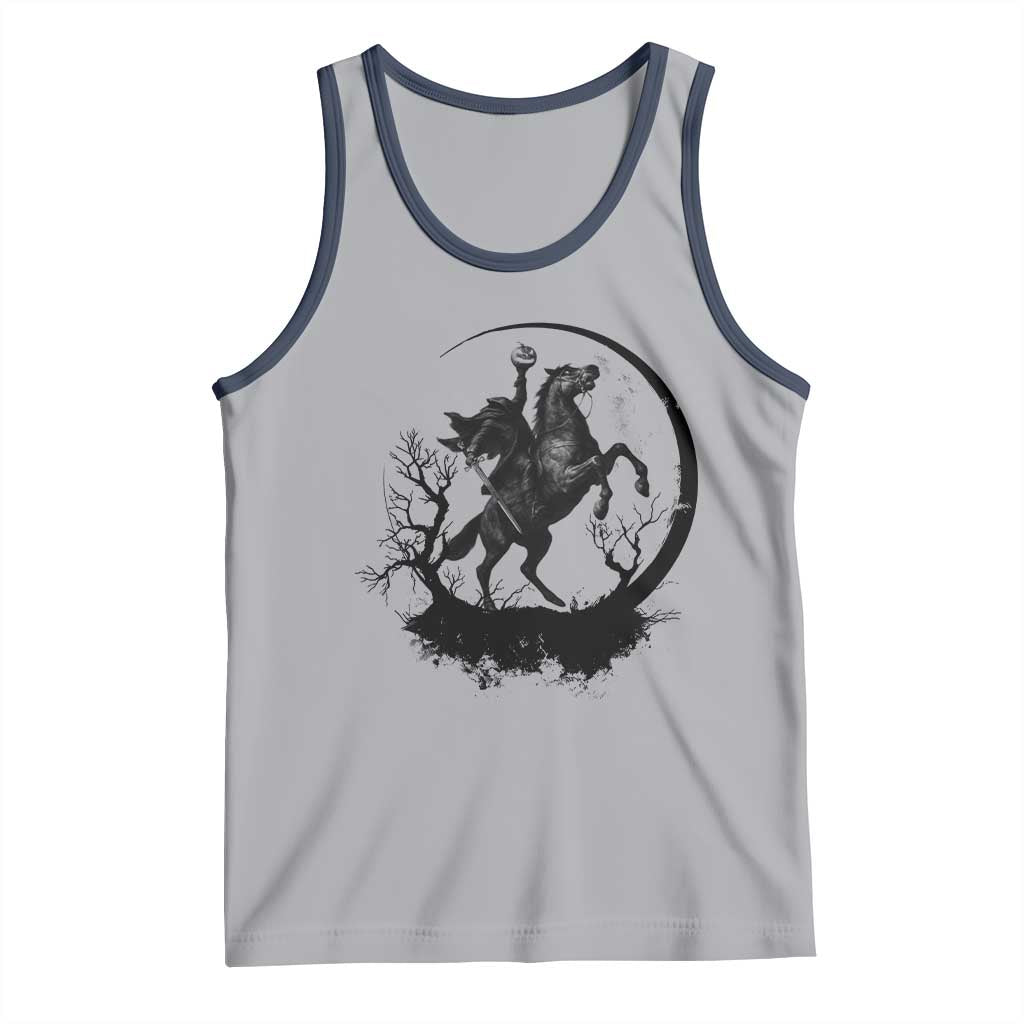 Headless Horseman Tank Top Retro Gothic Scary Pumpkin Moon Halloween Costume TS10 Athletic Heather Navy Print Your Wear