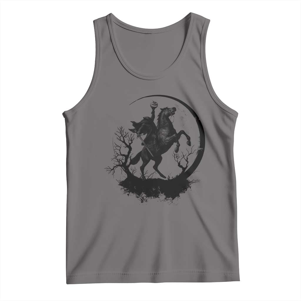 Headless Horseman Tank Top Retro Gothic Scary Pumpkin Moon Halloween Costume TS10 Deep Heather Print Your Wear