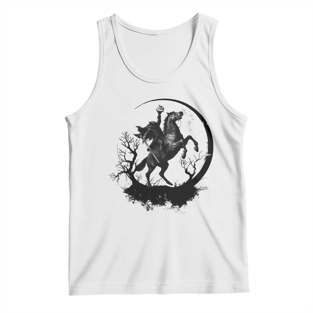 Headless Horseman Tank Top Retro Gothic Scary Pumpkin Moon Halloween Costume TS10 White Print Your Wear
