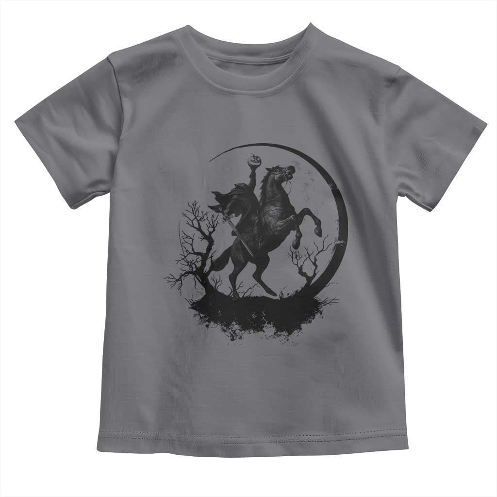 Headless Horseman Toddler T Shirt Retro Gothic Scary Pumpkin Moon Halloween Costume TS10 Charcoal Print Your Wear