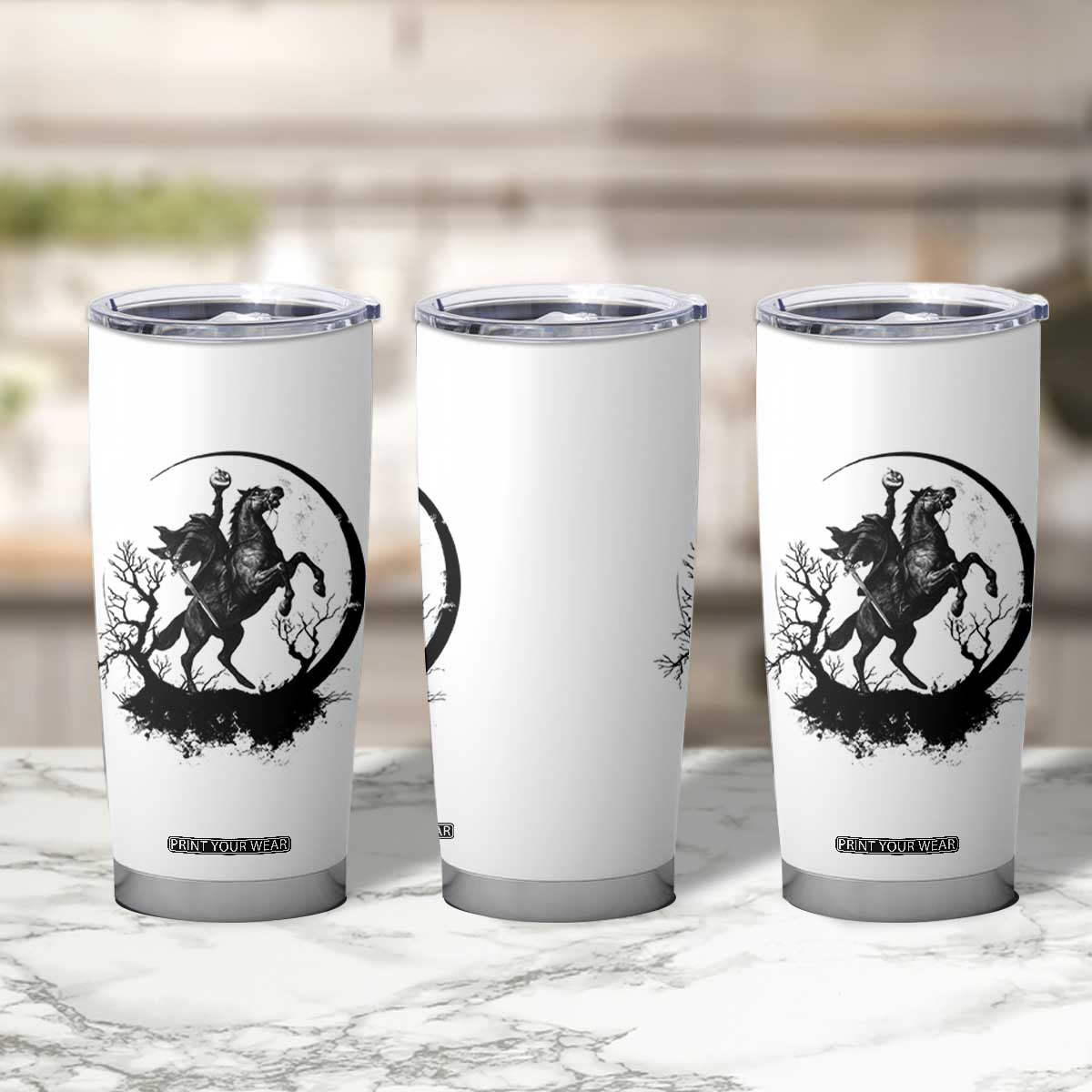 Headless Horseman Tumbler Cup Retro Gothic Scary Pumpkin Moon Halloween Costume TS10 Print Your Wear
