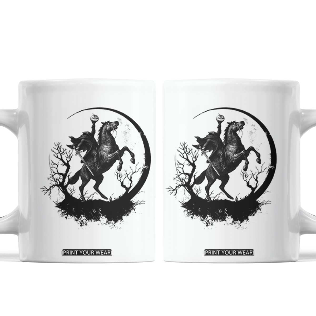 Headless Horseman Coffee Mug Retro Gothic Scary Pumpkin Moon Halloween Costume TS10 White Print Your Wear