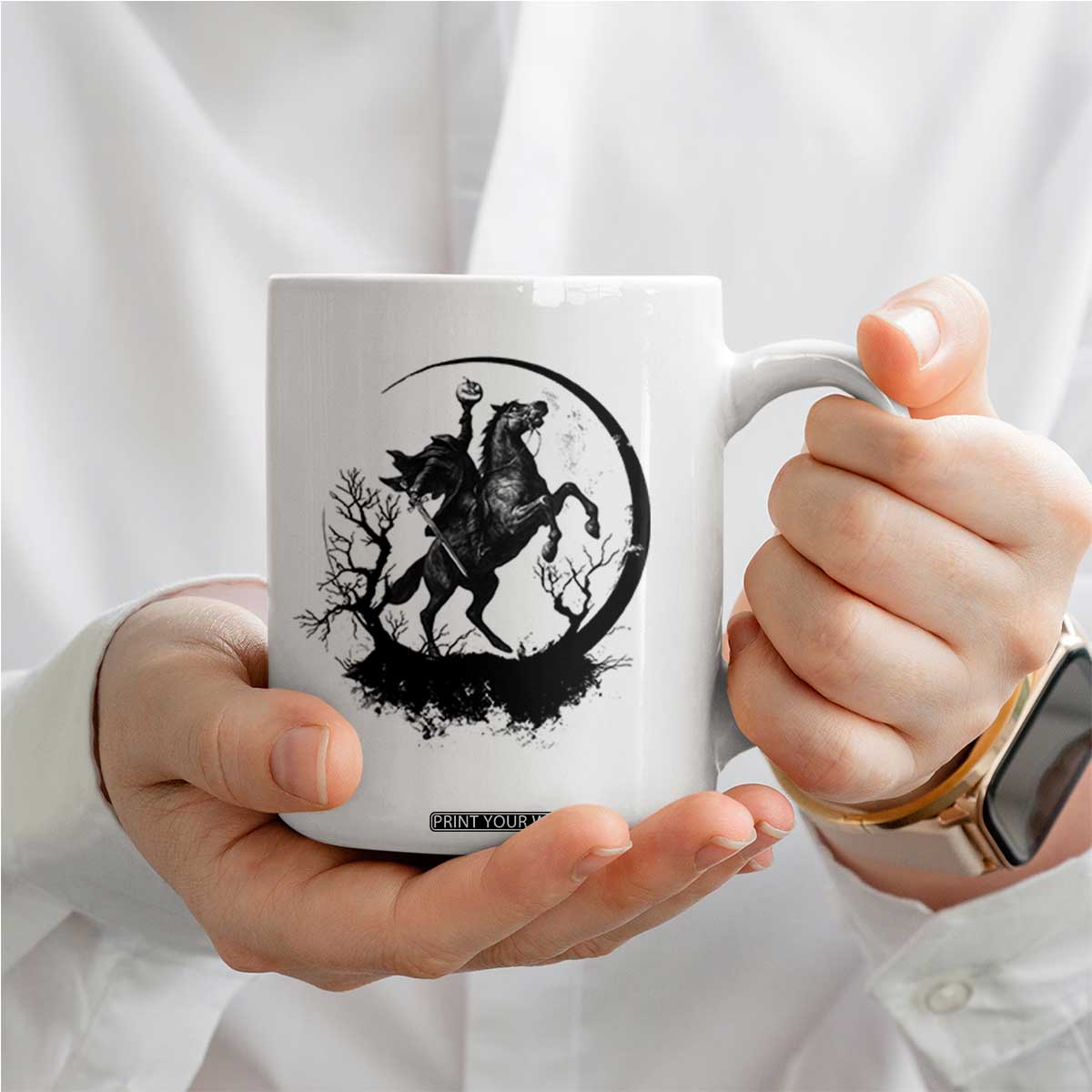 Headless Horseman Coffee Mug Retro Gothic Scary Pumpkin Moon Halloween Costume TS10 Print Your Wear