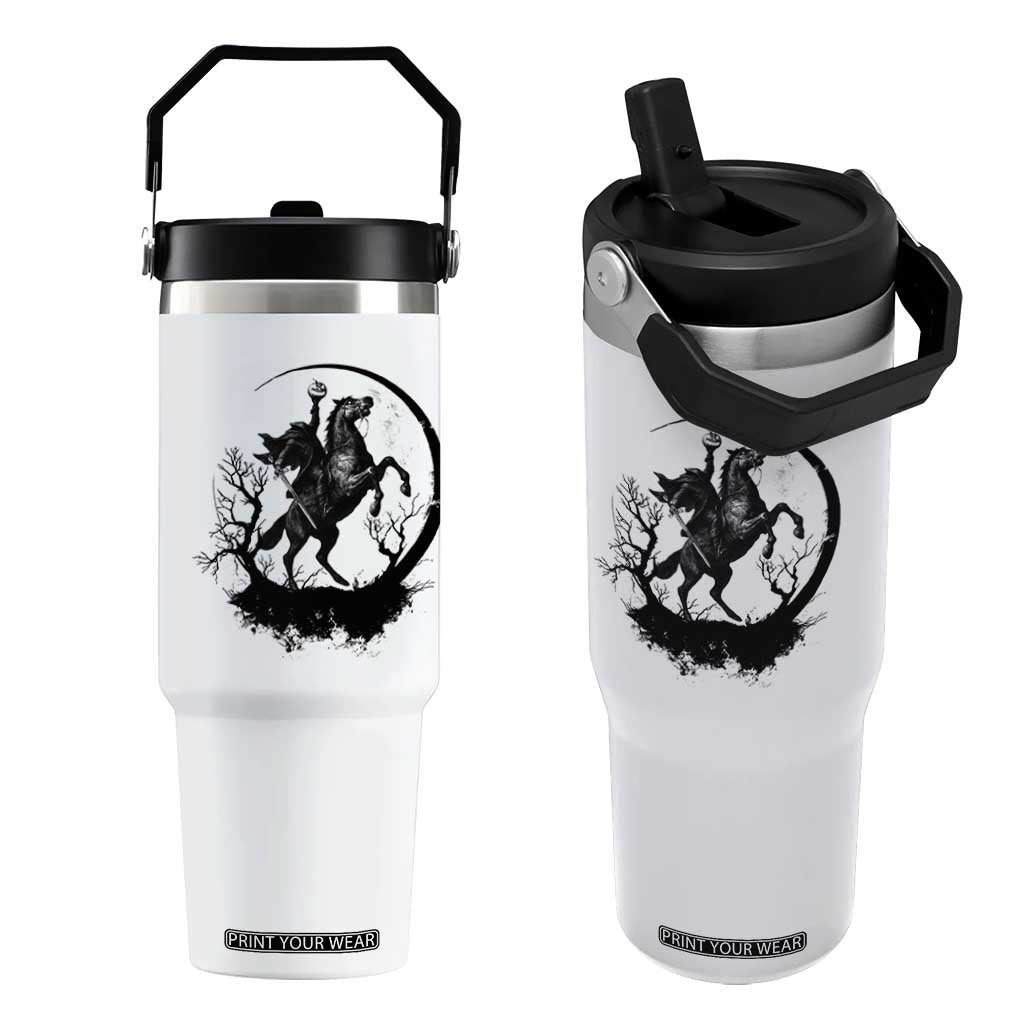 Headless Horseman Flip Straw Tumbler Retro Gothic Scary Pumpkin Moon Halloween Costume TS10 One Size: 30 oz White Print Your Wear