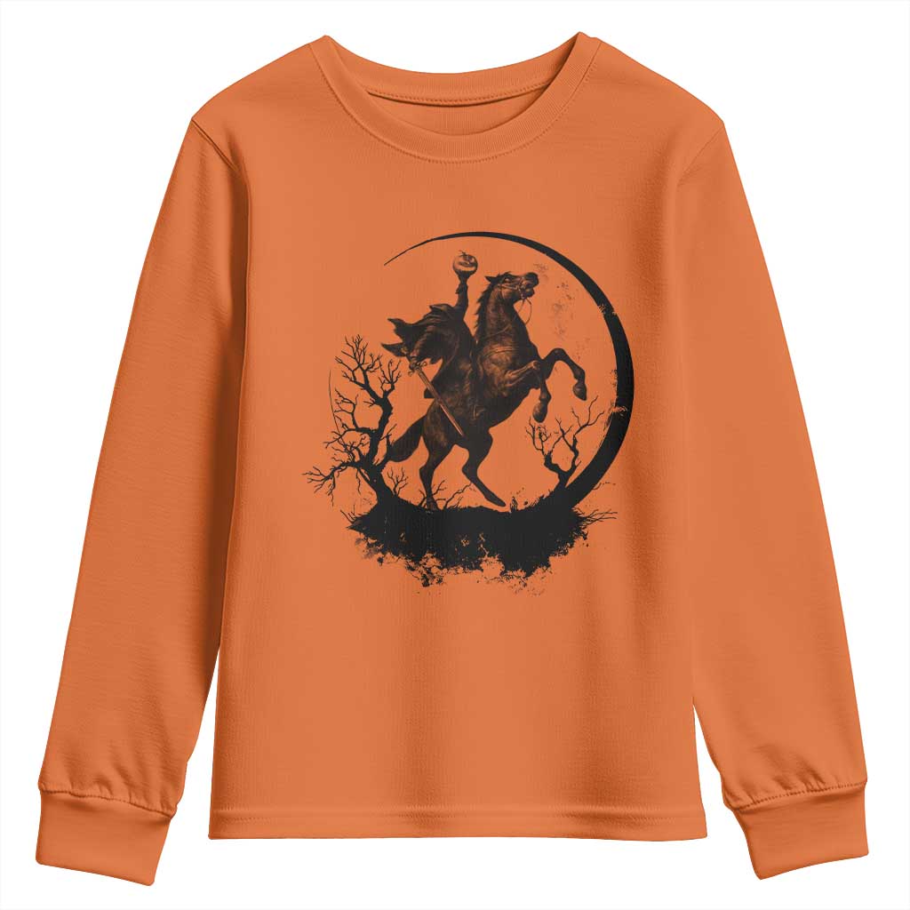 Headless Horseman Youth Sweatshirt Retro Gothic Scary Pumpkin Moon Halloween Costume TS10 Orange Print Your Wear