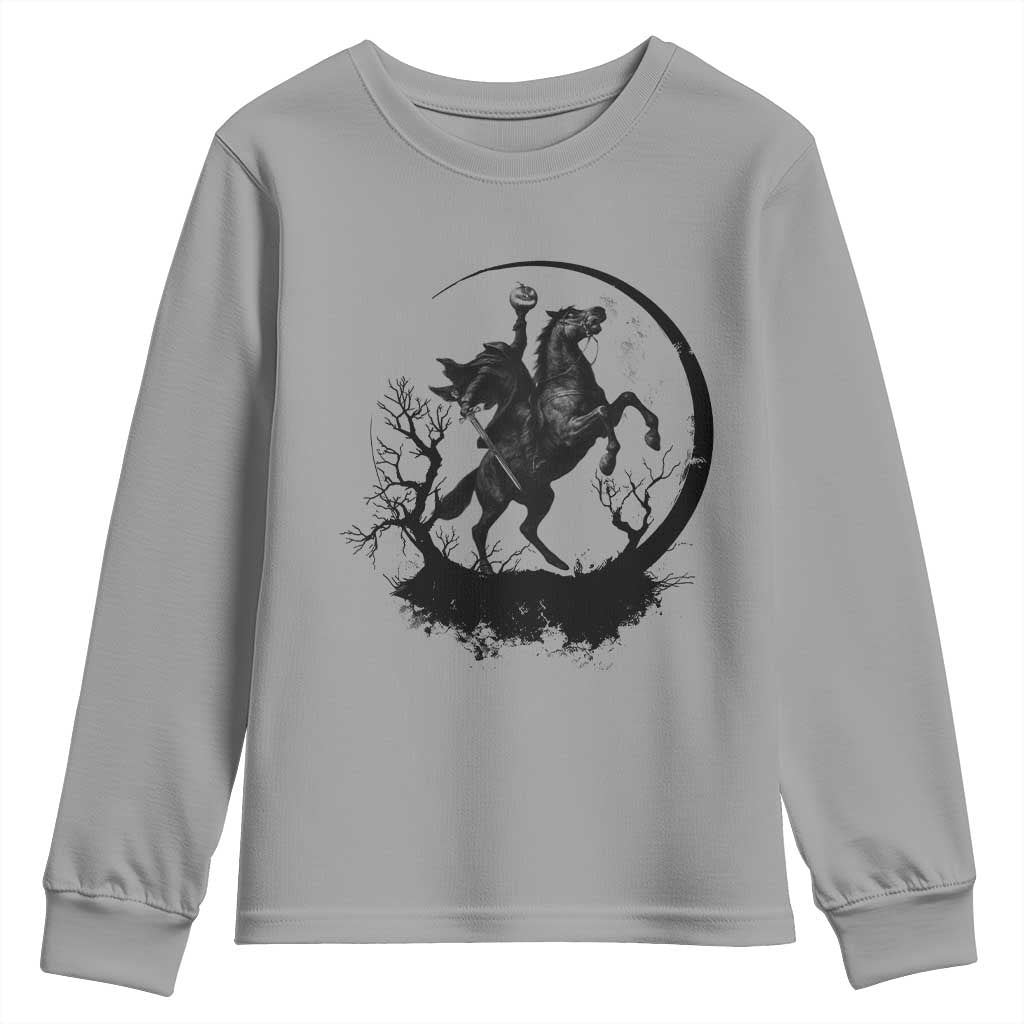 Headless Horseman Youth Sweatshirt Retro Gothic Scary Pumpkin Moon Halloween Costume TS10 Sport Gray Print Your Wear