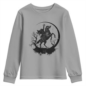 Headless Horseman Youth Sweatshirt Retro Gothic Scary Pumpkin Moon Halloween Costume TS10 Sport Gray Print Your Wear