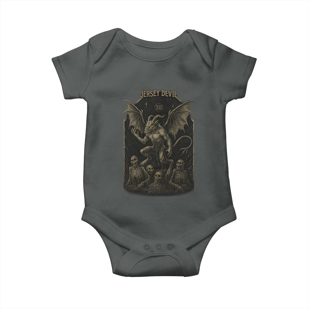 Jersey Devil Baby Onesie Vintage Weird Creepy Creature Leeds Devil TS10 Dark Heather Print Your Wear