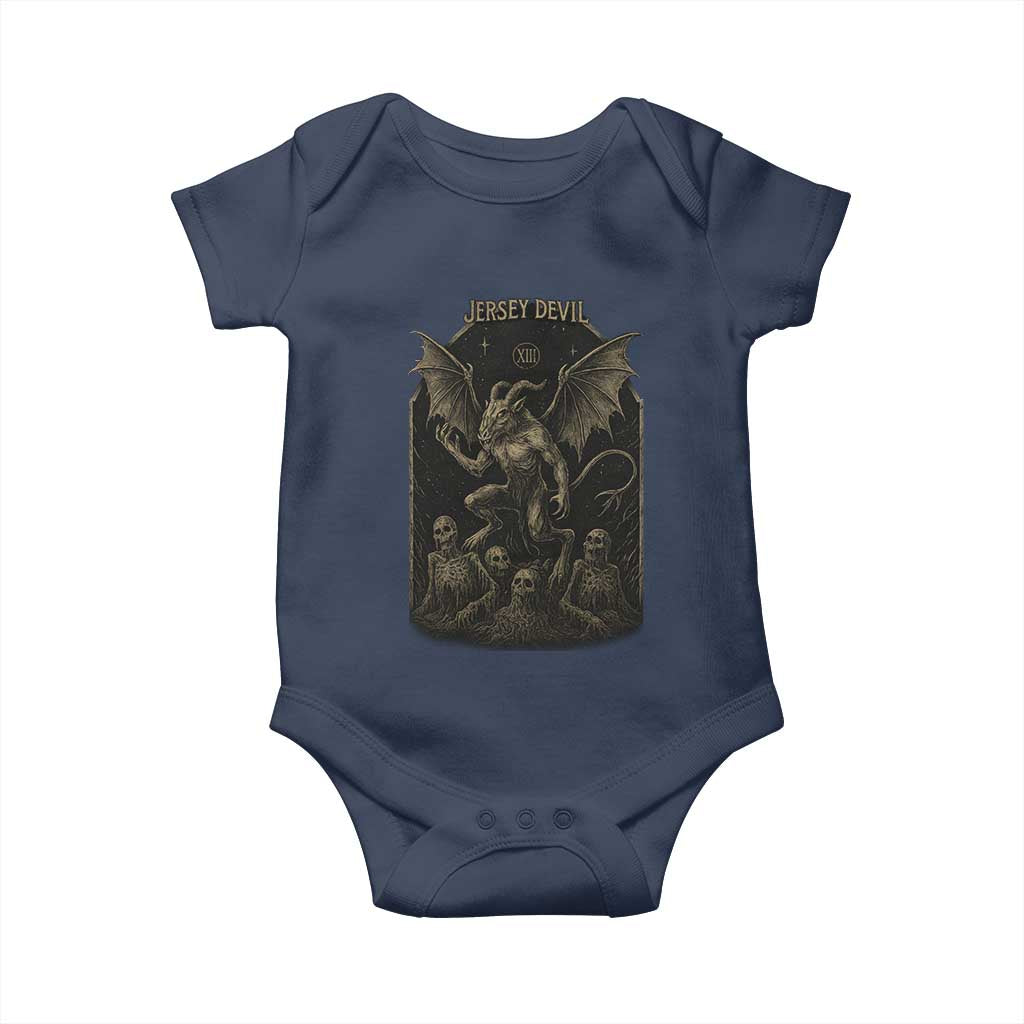 Jersey Devil Baby Onesie Vintage Weird Creepy Creature Leeds Devil TS10 Navy Print Your Wear