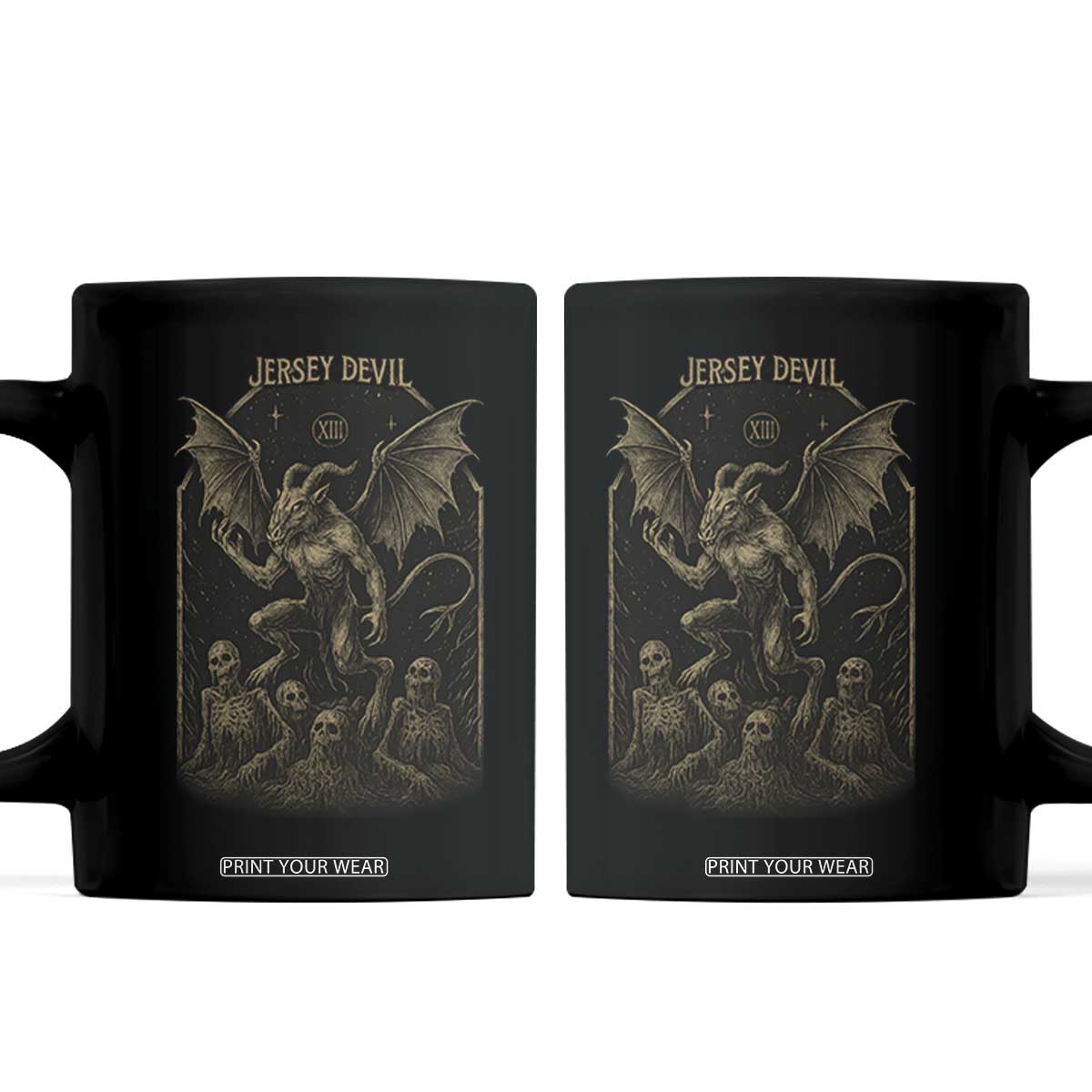 Jersey Devil Coffee Mug Vintage Weird Creepy Creature Leeds Devil TS10 Black Print Your Wear