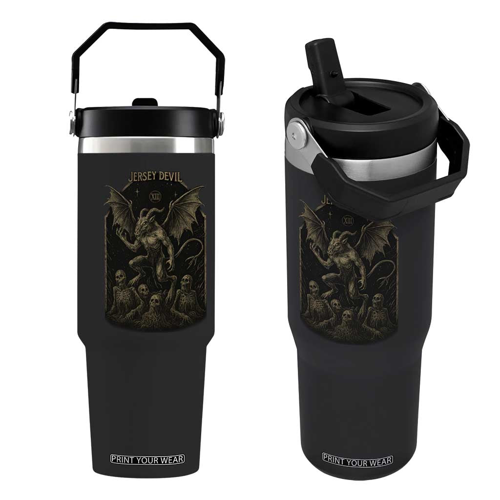 Jersey Devil Flip Straw Tumbler Vintage Weird Creepy Creature Leeds Devil TS10 One Size: 30 oz Black Print Your Wear