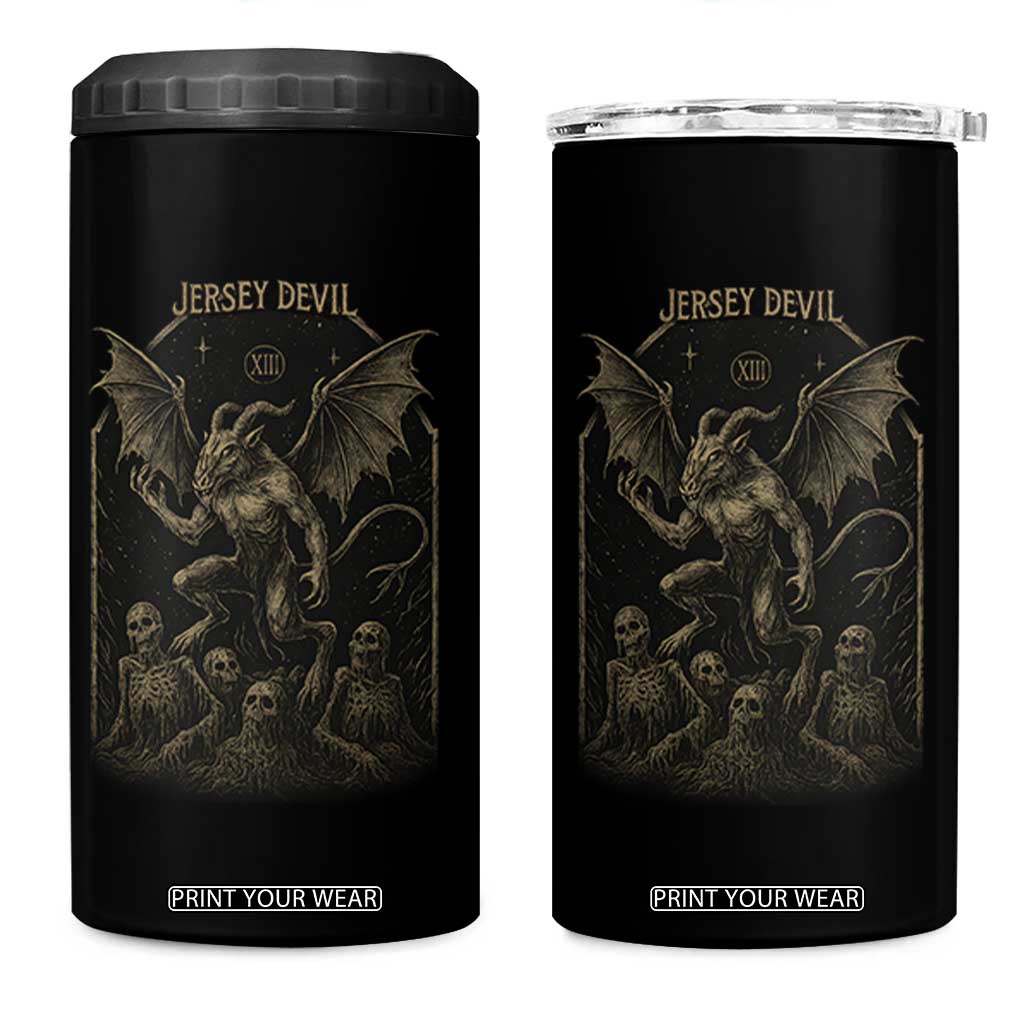 Jersey Devil 4 in 1 Can Cooler Tumbler Vintage Weird Creepy Creature Leeds Devil TS10 One Size: 16 oz Black Print Your Wear