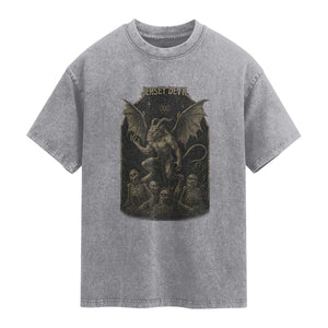 Jersey Devil Washed Cotton T-Shirt Vintage Weird Creepy Creature Leeds Devil