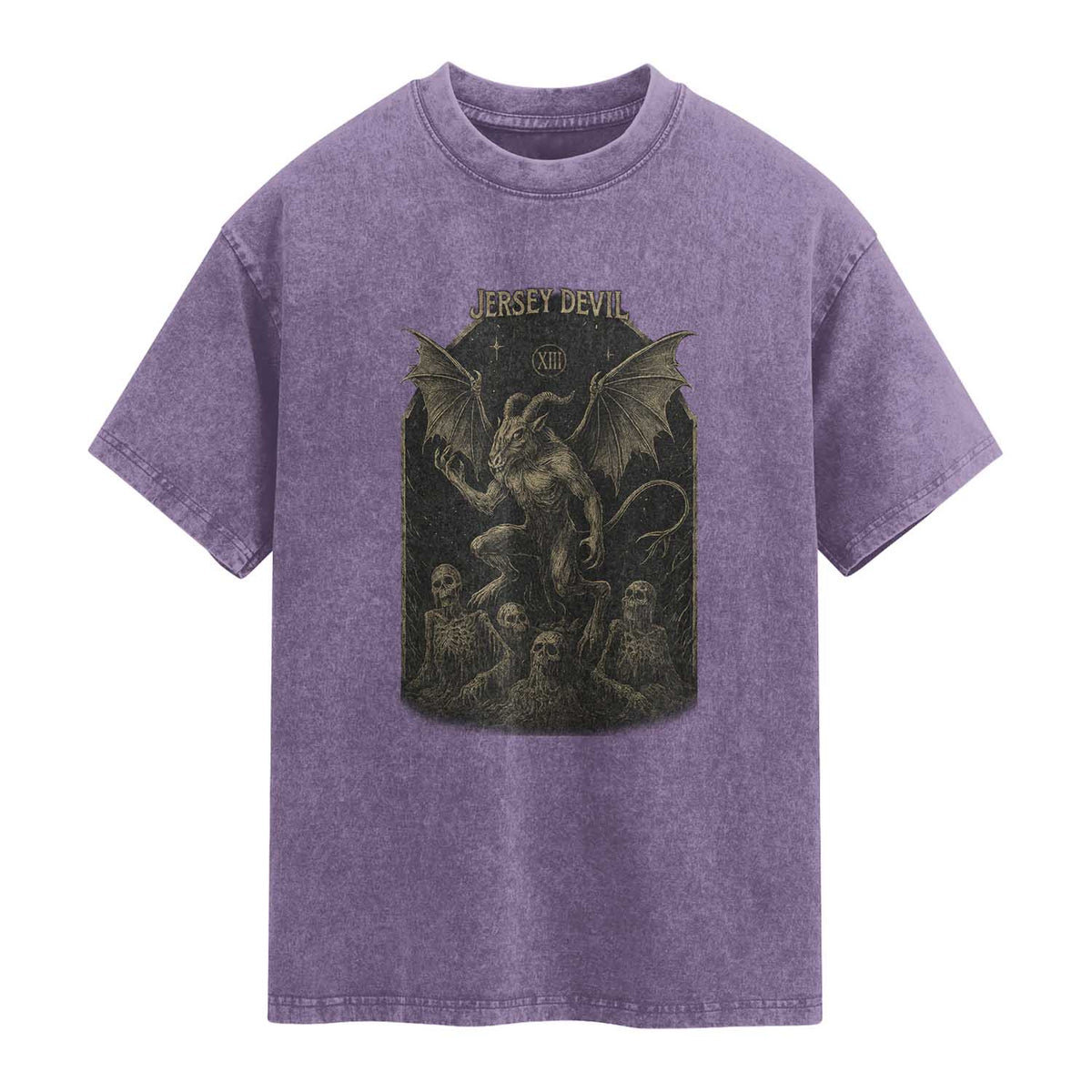 Jersey Devil Washed Cotton T-Shirt Vintage Weird Creepy Creature Leeds Devil
