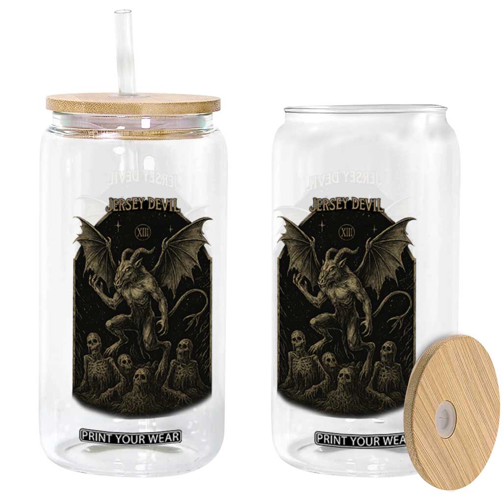 Jersey Devil Glass Can Vintage Weird Creepy Creature Leeds Devil TS10 Print Your Wear