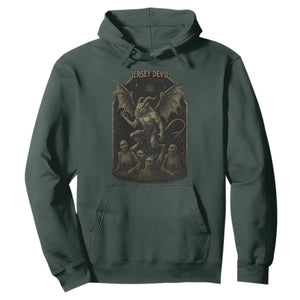 Jersey Devil Hoodie Vintage Weird Creepy Creature Leeds Devil TS10 Dark Forest Green Print Your Wear