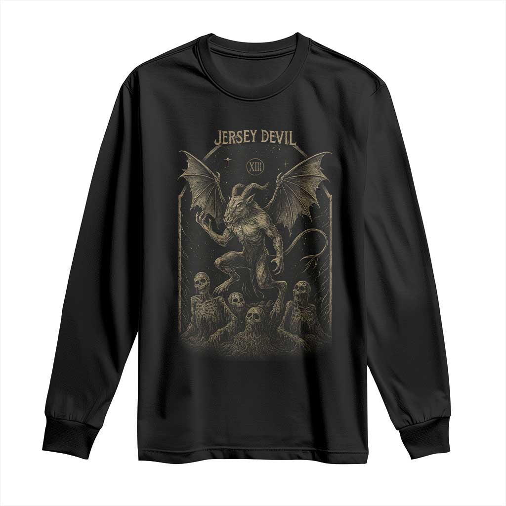 Jersey Devil Long Sleeve Shirt Vintage Weird Creepy Creature Leeds Devil TS10 Black Print Your Wear