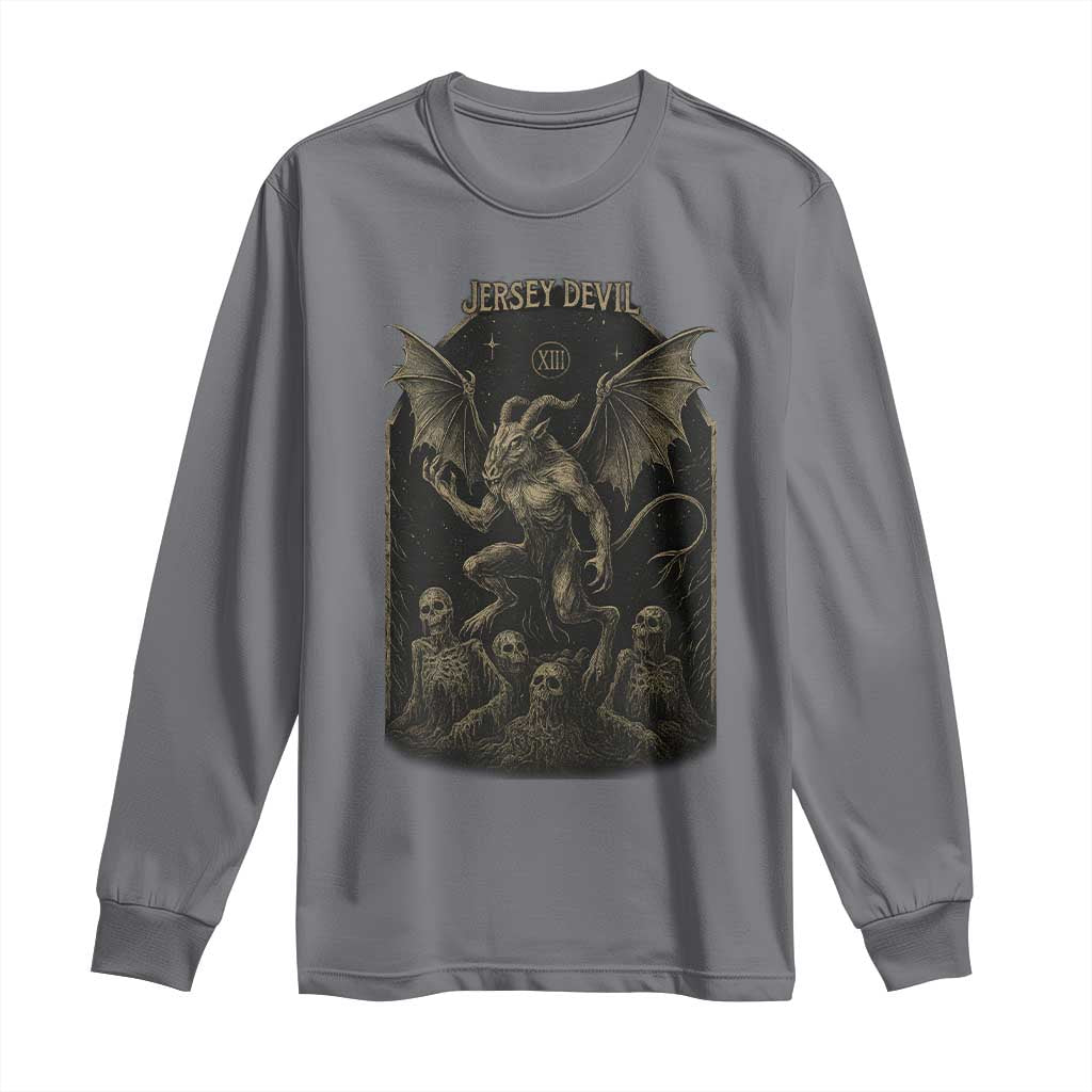 Jersey Devil Long Sleeve Shirt Vintage Weird Creepy Creature Leeds Devil TS10 Charcoal Print Your Wear