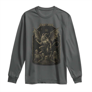 Jersey Devil Long Sleeve Shirt Vintage Weird Creepy Creature Leeds Devil TS10 Dark Heather Print Your Wear